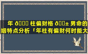 年 💐 柱偏财格 🐱 男命的婚姻特点分析「年柱有偏财何时能大富」